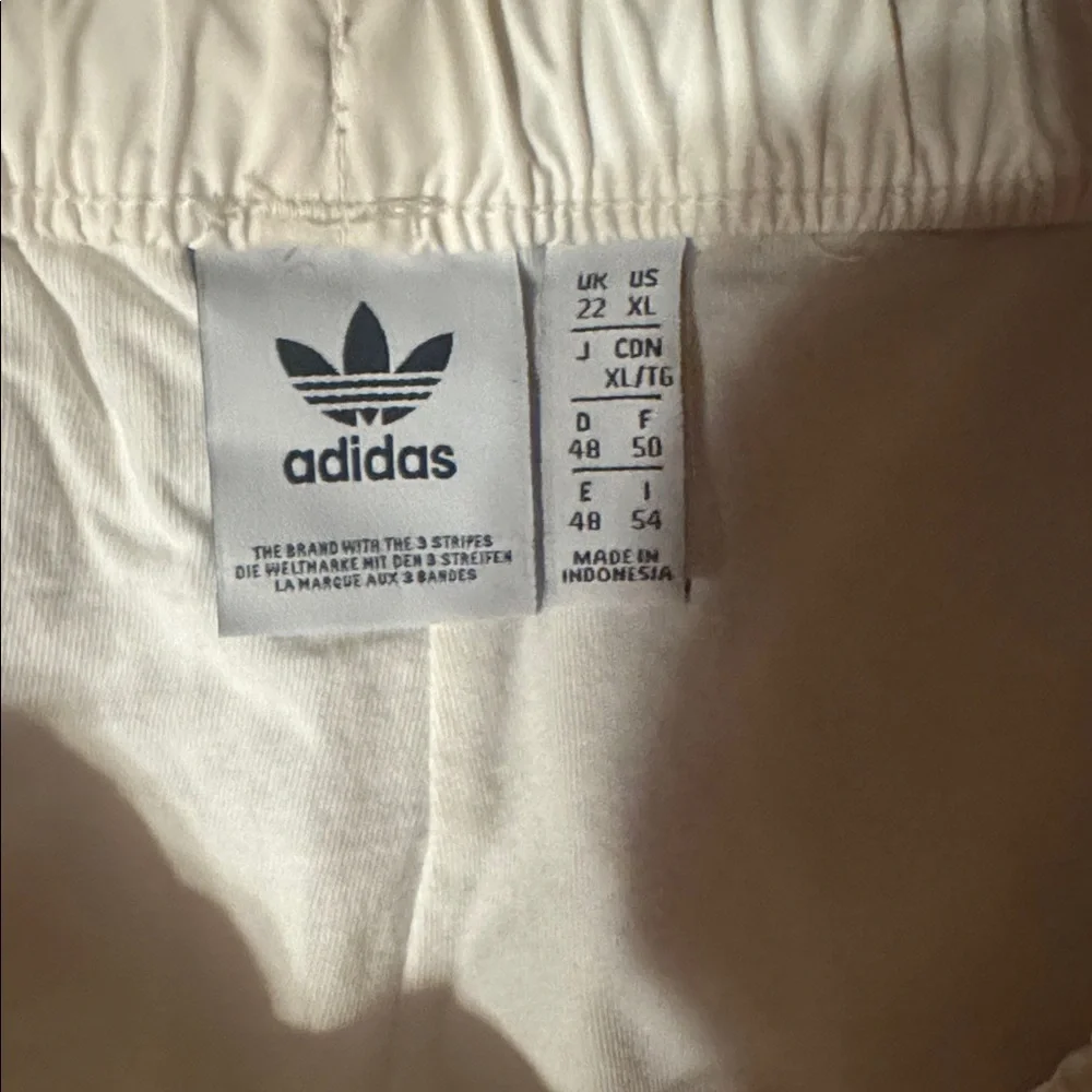 adidas Cream Track Pants with Pink Stripe Accents - Picture 2 of 5